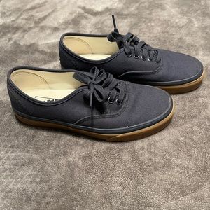Navy vans with gum sole